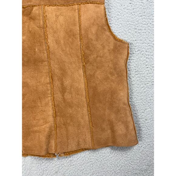 Vintage Express Womens Size M Leather Suede Sherpa Lined Full Zip Jacket Vest - Picture 13 of 14
